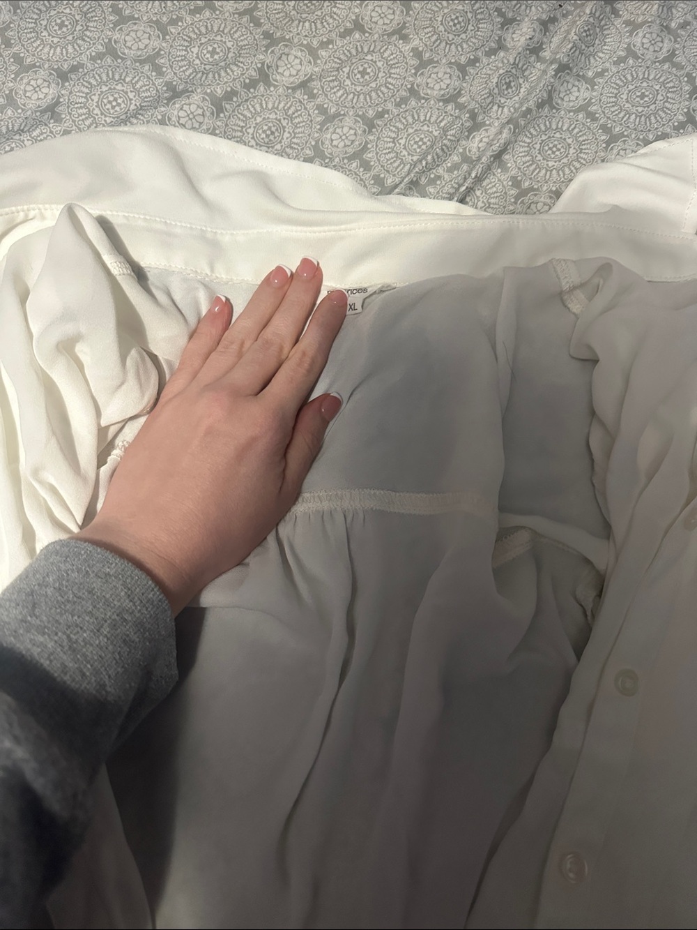 White Button-Up Blouse - Lightweight Sheer Top